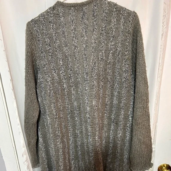 Moffi International -lg-Elegant Gray Women's Cardigan 5% Mohair- very long - Picture 7 of 9